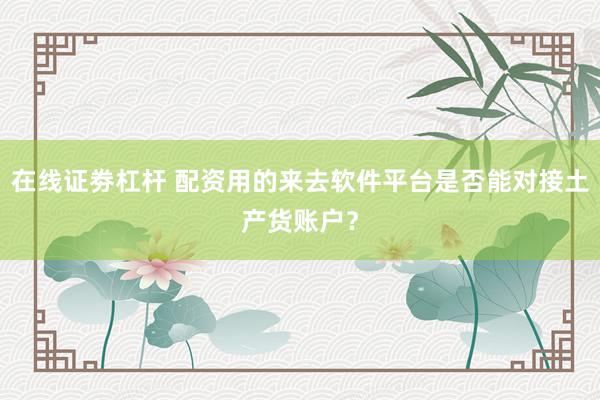在线证劵杠杆 配资用的来去软件平台是否能对接土产货账户？