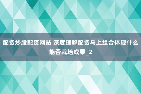 配资炒股配资网站 深度理解配资马上组合体现什么能否栽培成果_2